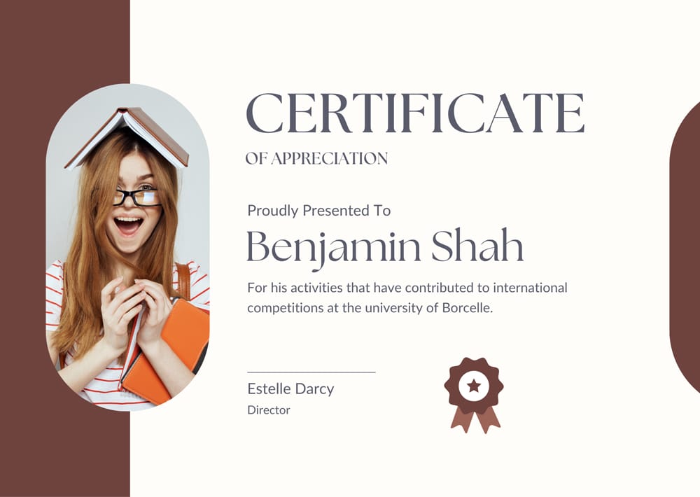 Brown Minimalist Elegant Award Certificate Template
