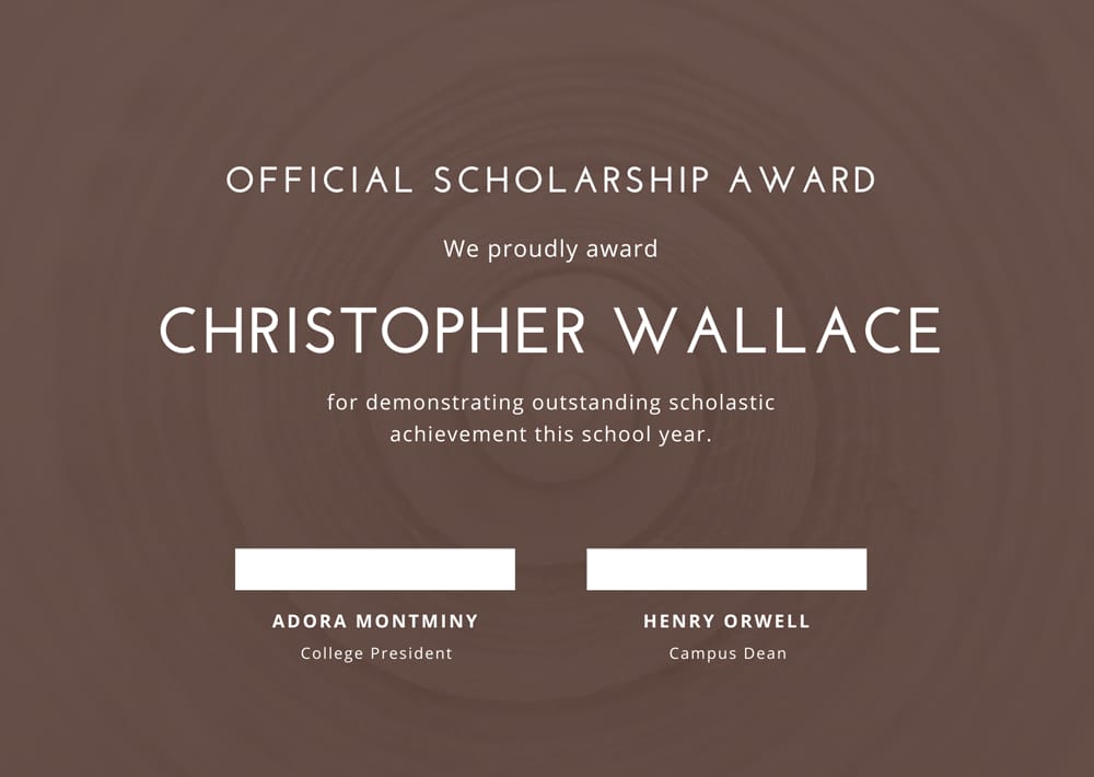 Brown Spiral Scholarship Certificate Template