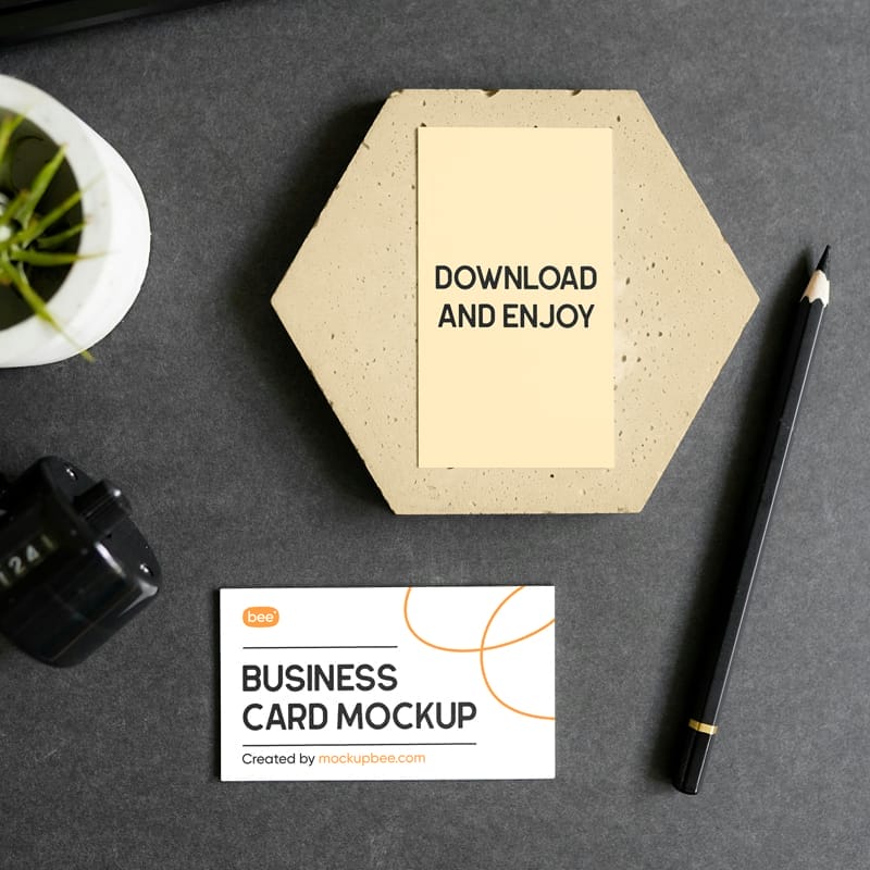 Business Cards in Office Mockup PSD