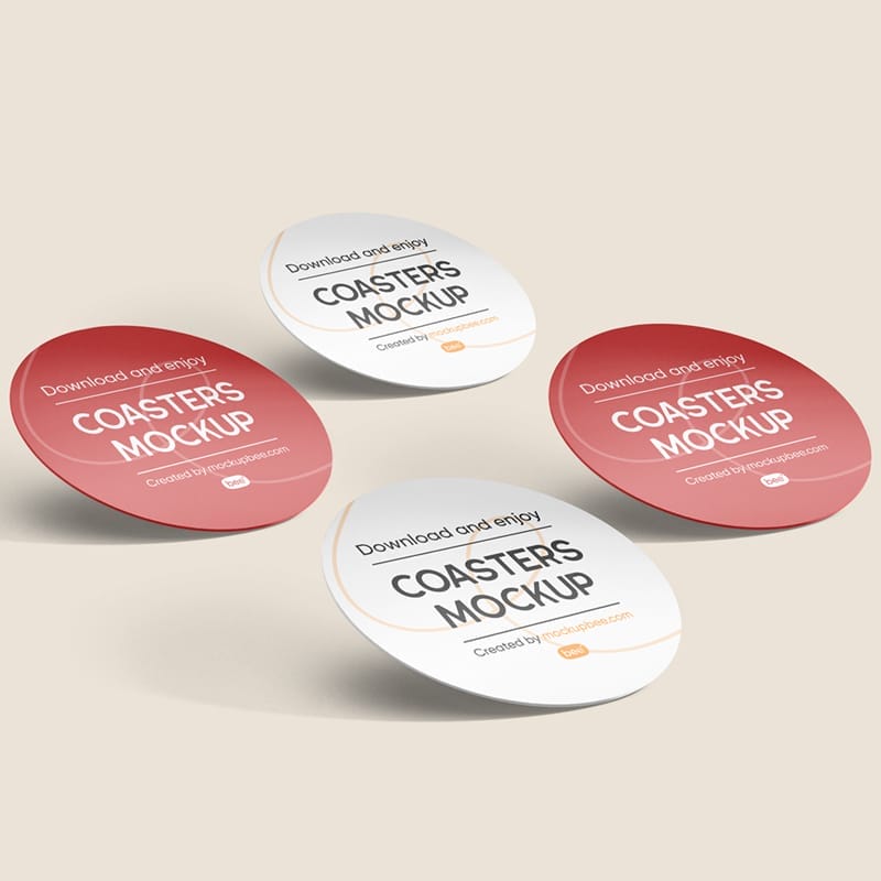 Circle Paper Coaster Mockups PSD
