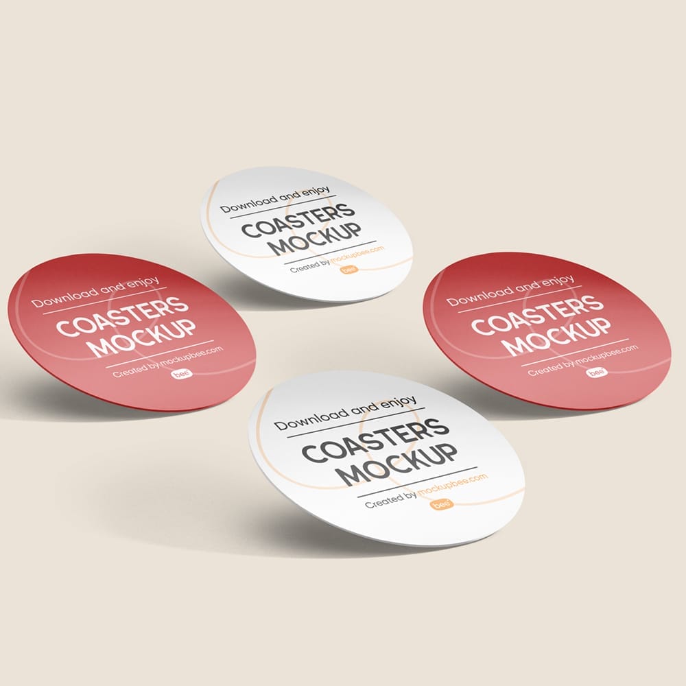 Circle Paper Coaster Mockups PSD