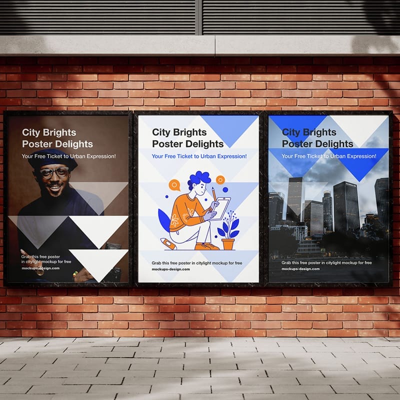 Citylight on the Brick Wall Mockup PSD