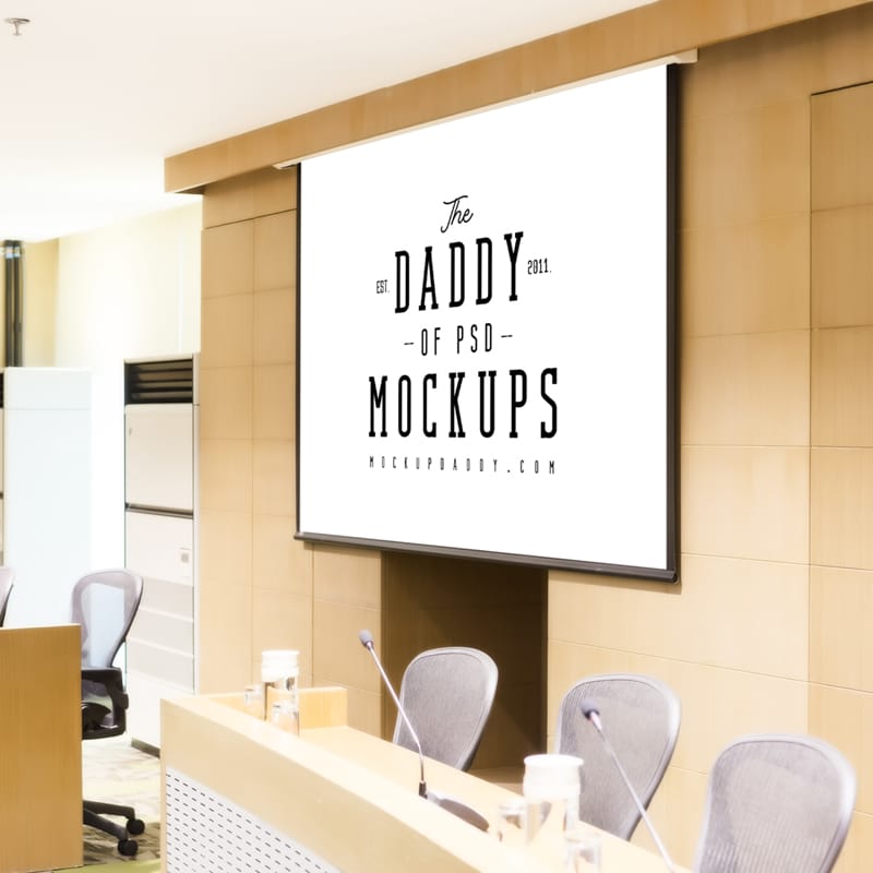 Conference Room Screen Mockup PSD