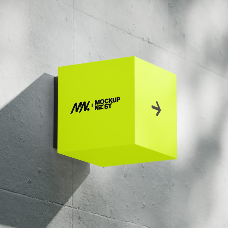 Cube Lightbox Sign Mockup PSD
