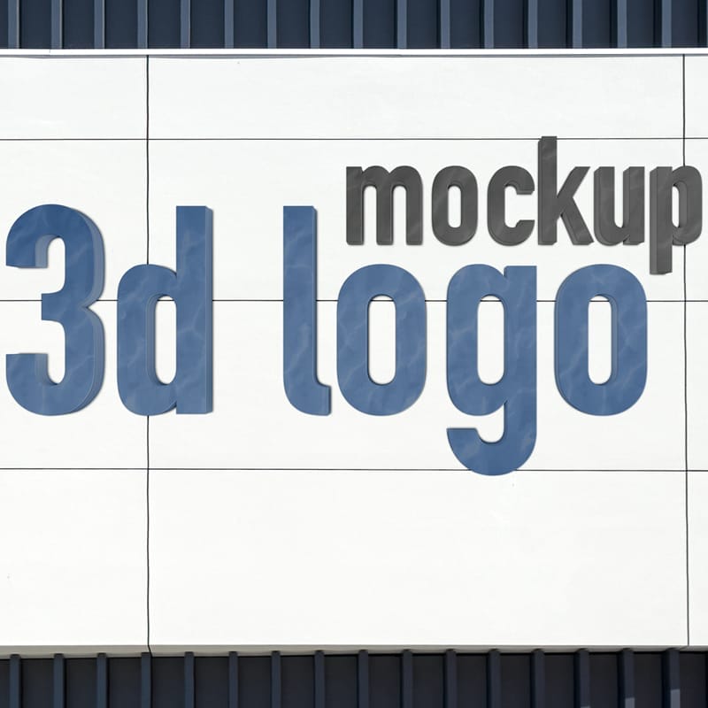 Facade Sign 3D Logo Mockup PSD