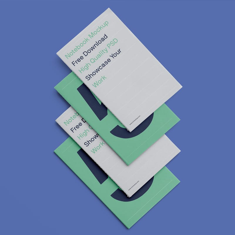 Four Notebooks Mockup PSD