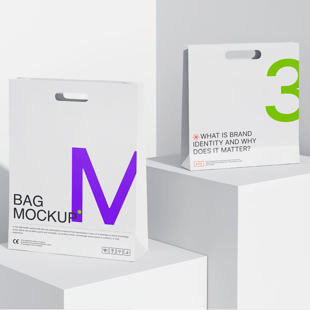 Free 2 Paper Bag Mockup PSD