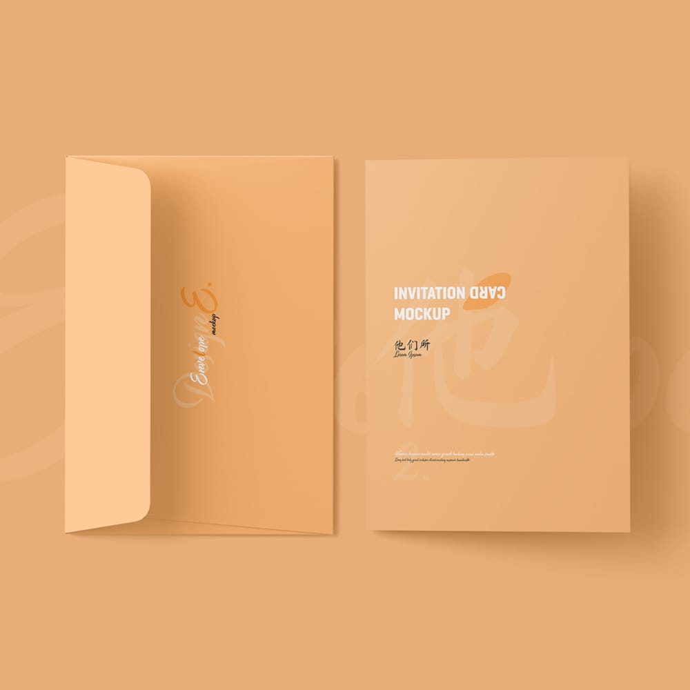 Free A5 Folded Invitation Card Mockup PSD