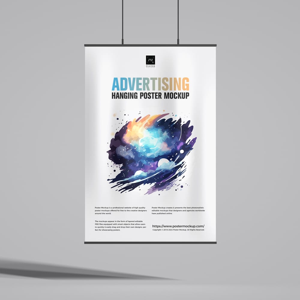 Free Advertising Hanging Poster Mockup PSD