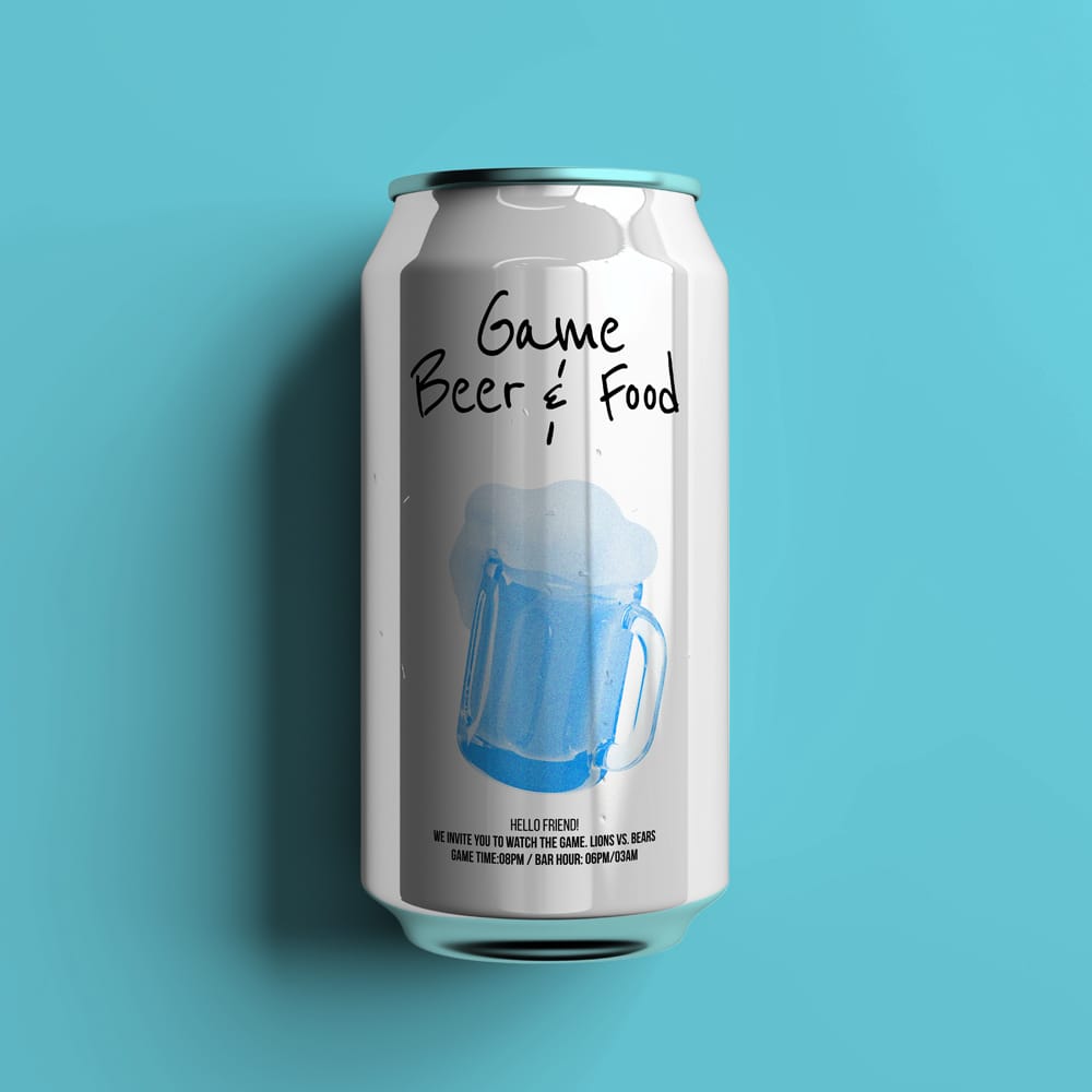 Free Beer Can Mockup PSD
