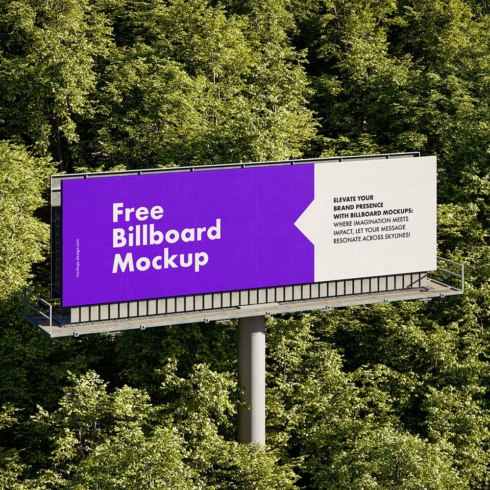 Free Billboard in the Trees Mockup PSD