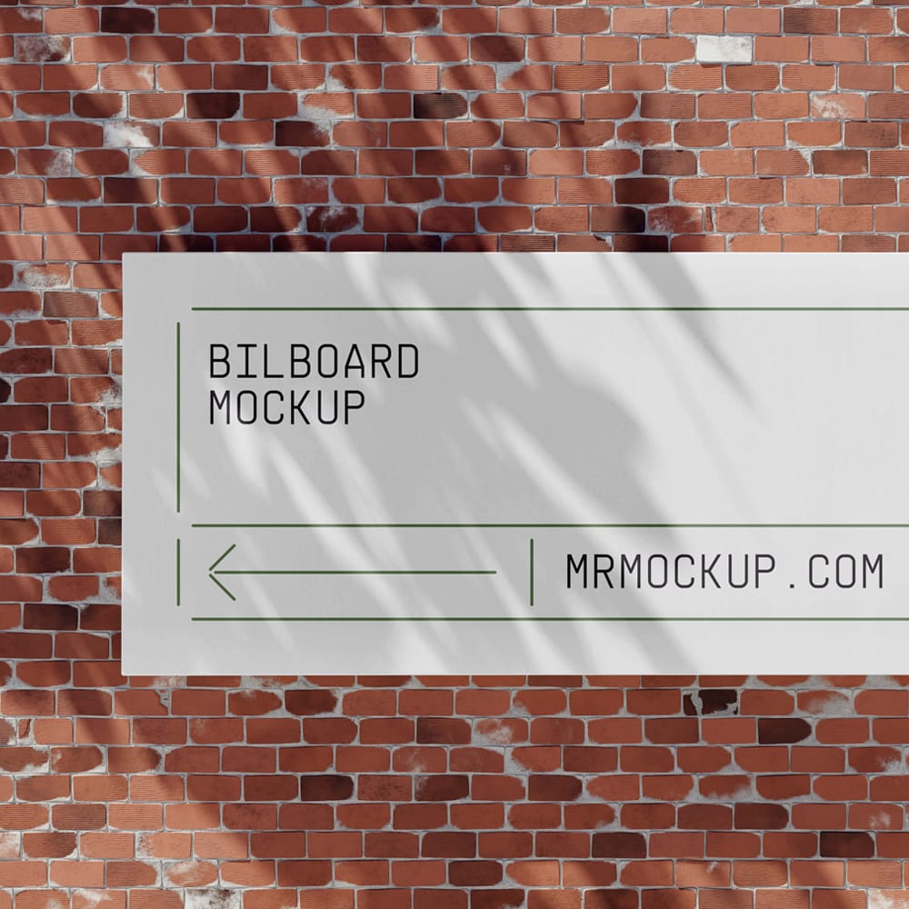 Free Billboard on Brick Wall Mockup PSD