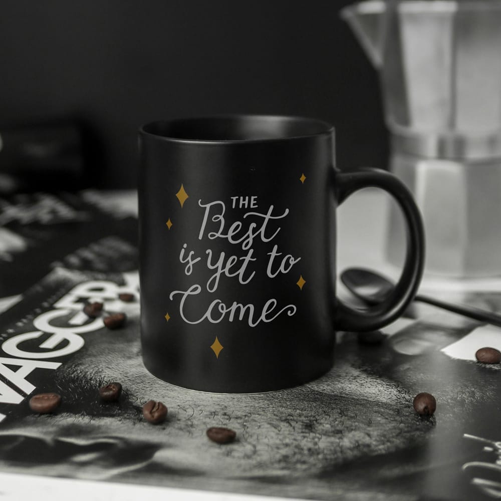 Free Black Ceramic Mug Mockup PSD