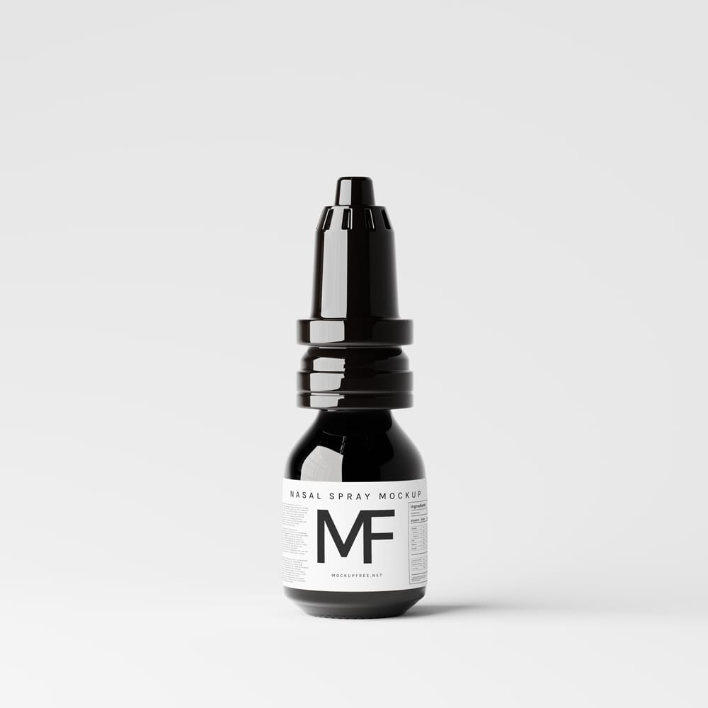Free Black Nasal Spray Bottle Mockup PSD