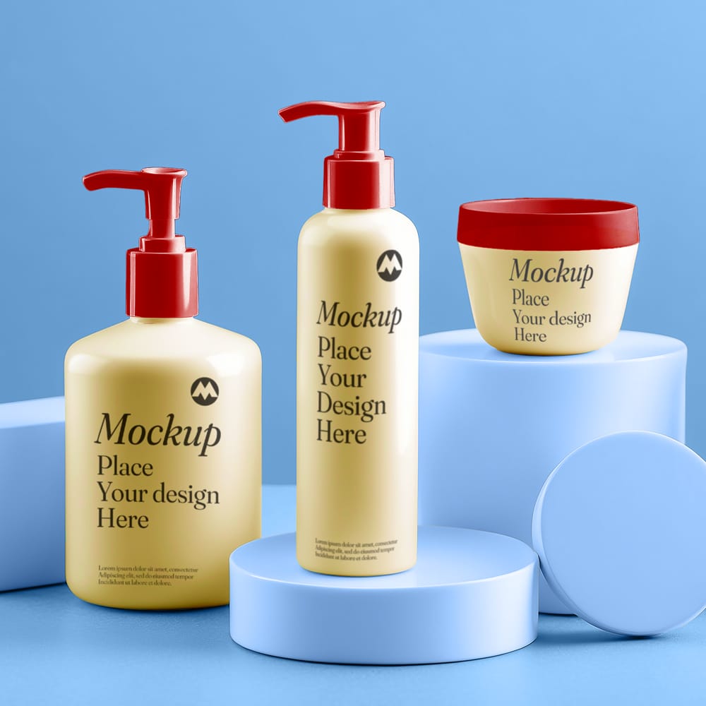 Free Bottles Cosmetic Mockup PSD