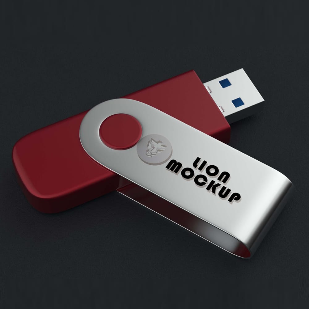 Free Brand USB Flash Drive Mockup Design PSD