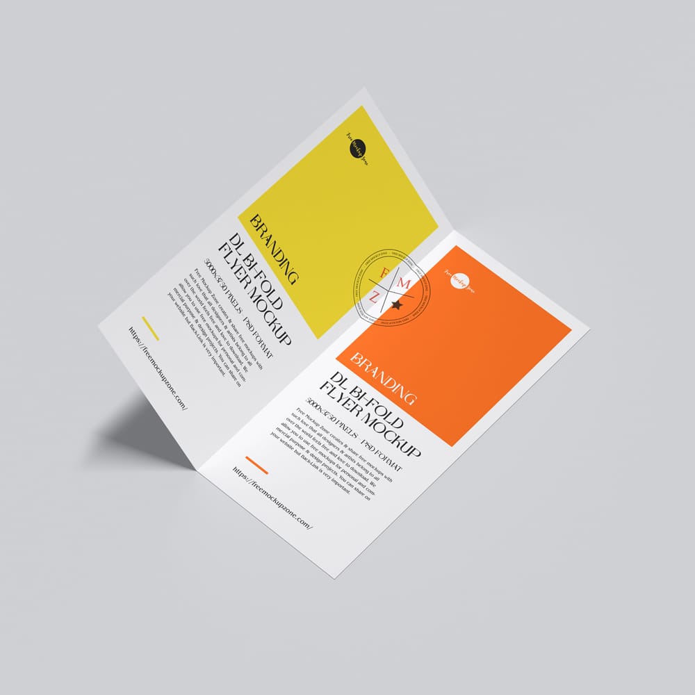 Free Branding Dl Bi-Fold Flyer Mockup PSD