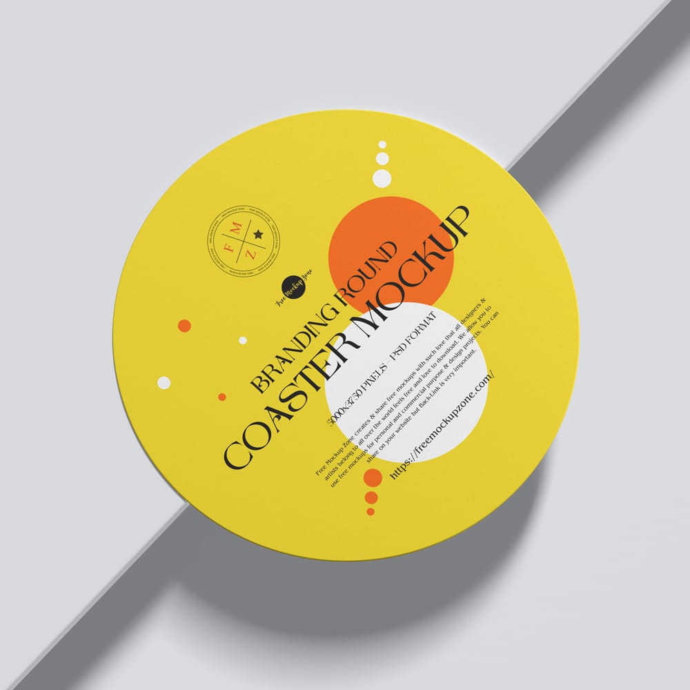Free Branding Round Coaster Mockup PSD