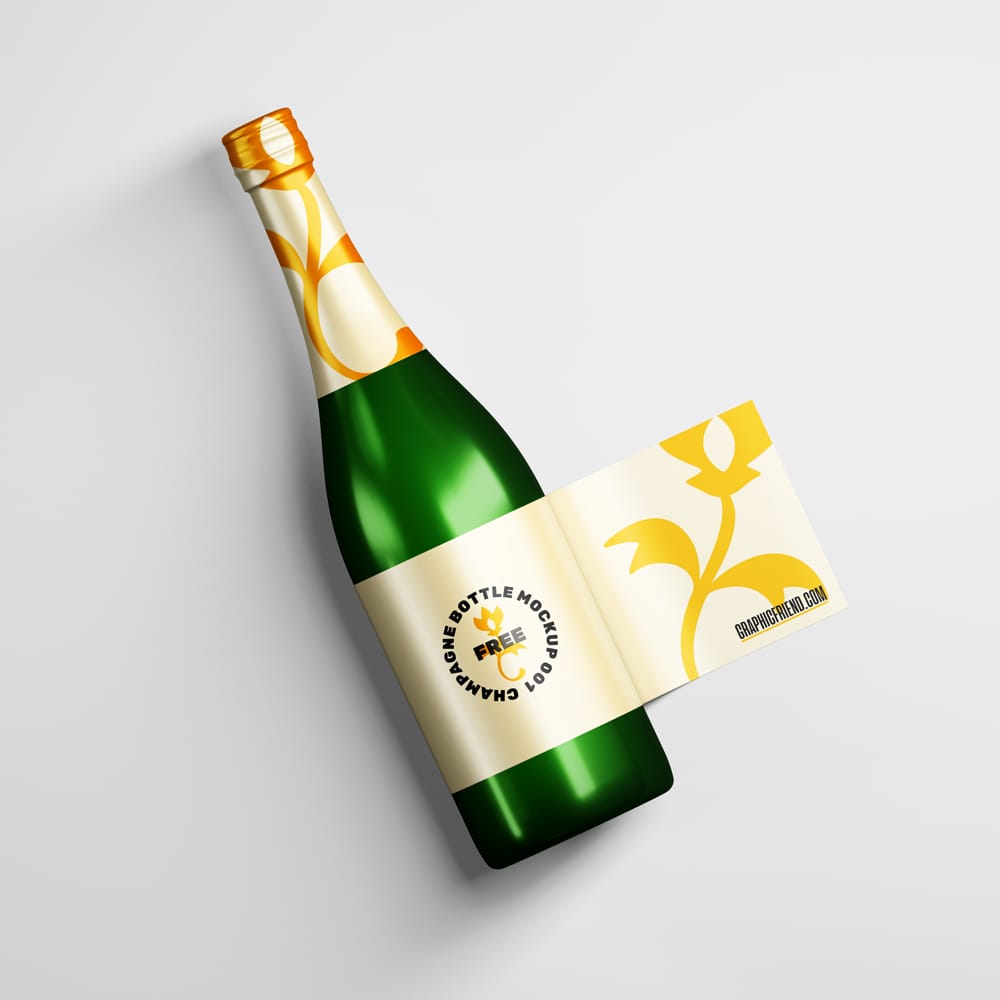 Free Champagne Bottle Mockup Template PSD