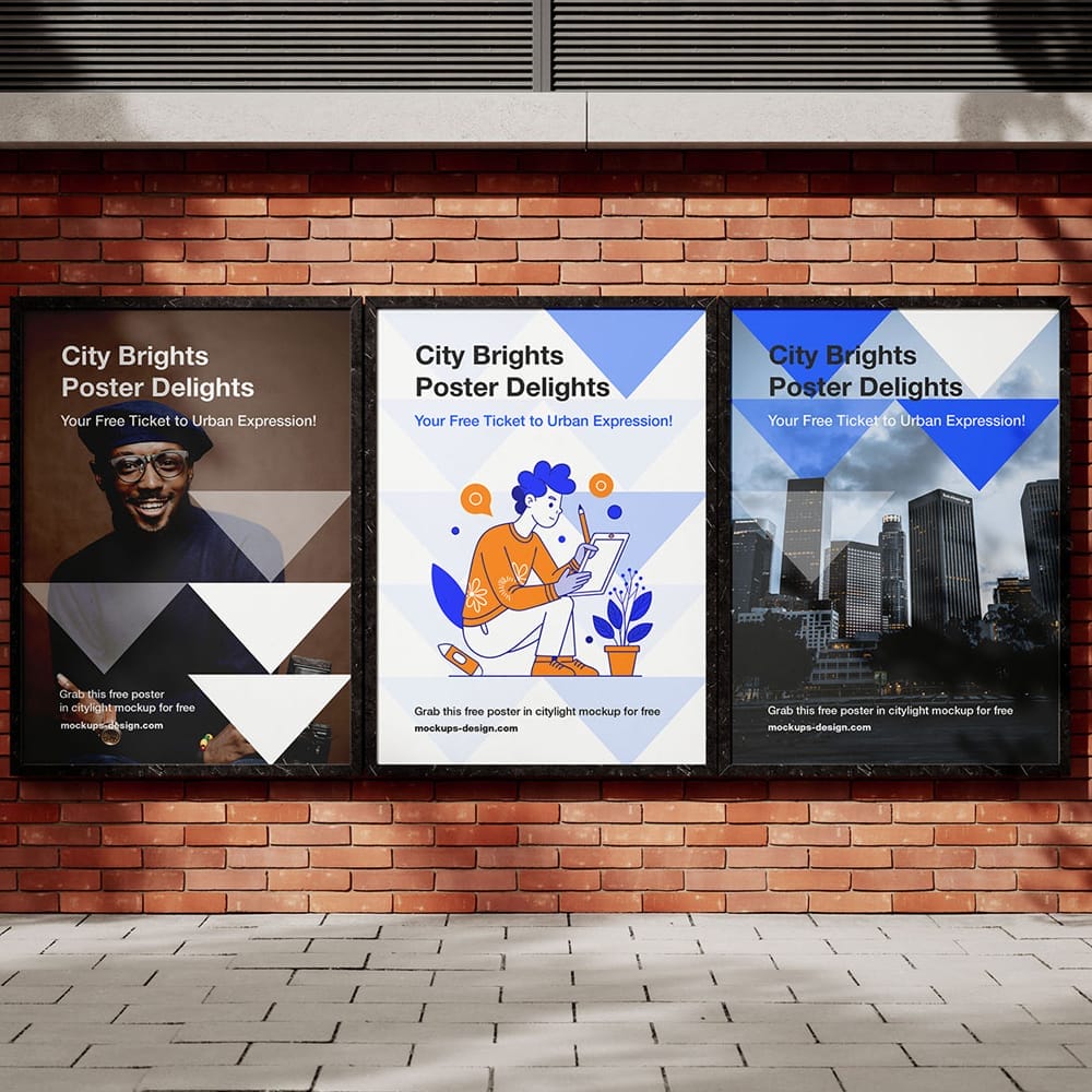 Free Citylight on the Brick Wall Mockup PSD