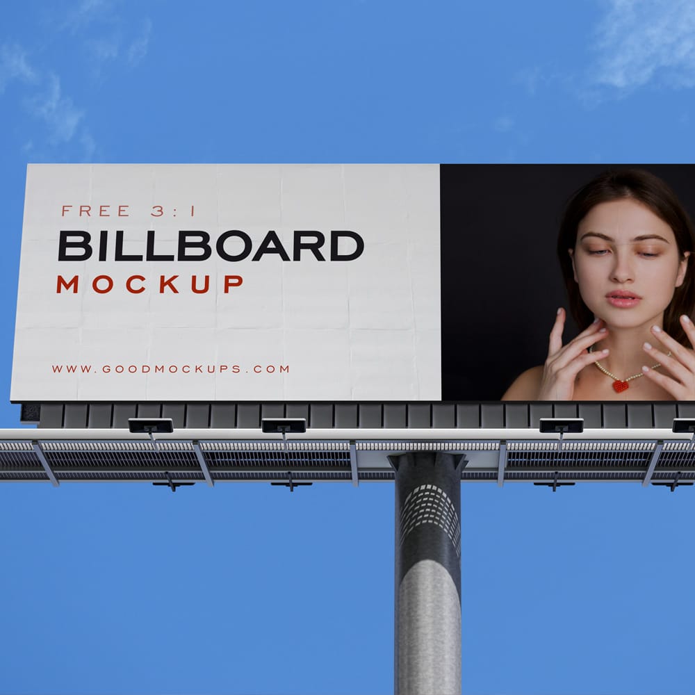 Free Clear Sky Billboard Mockup PSD