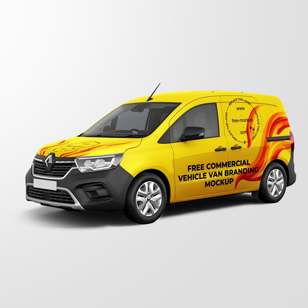 Free Commercial Vehicle Van Branding Mockup PSD