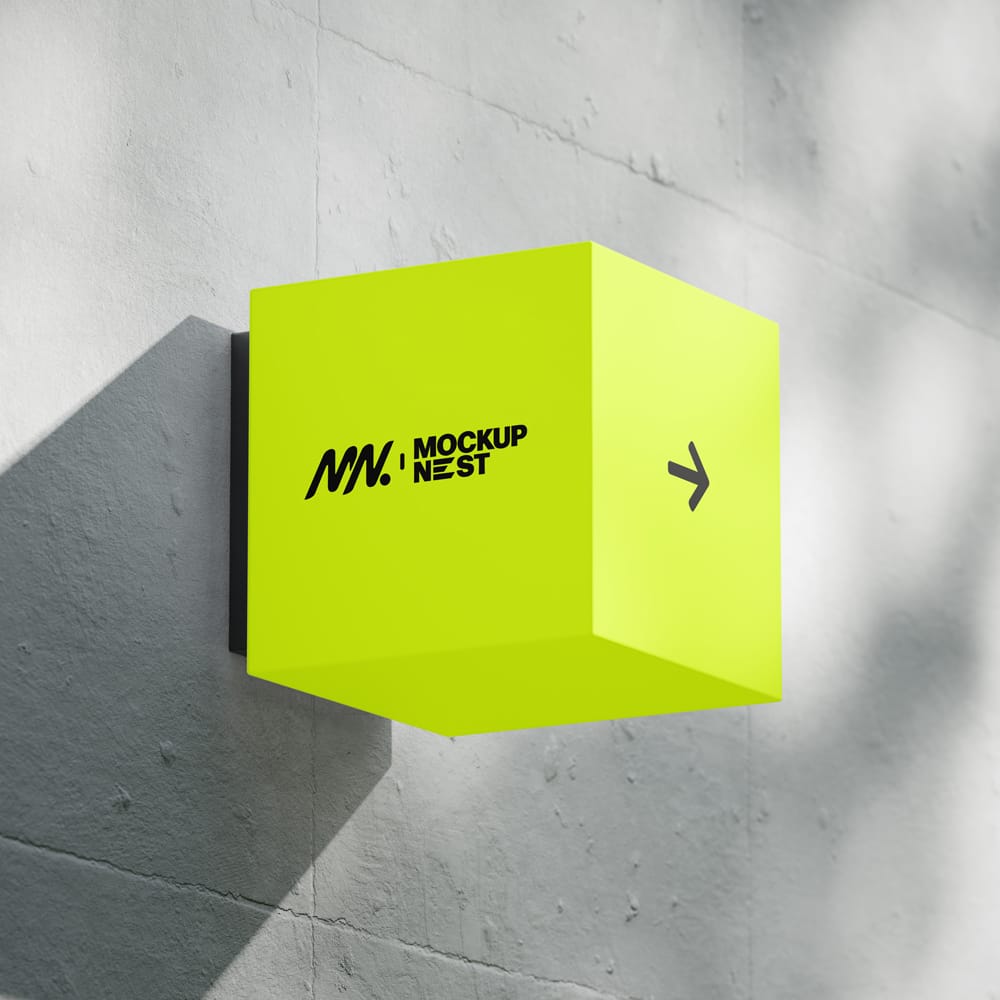 Free Cube Lightbox Sign Mockup PSD