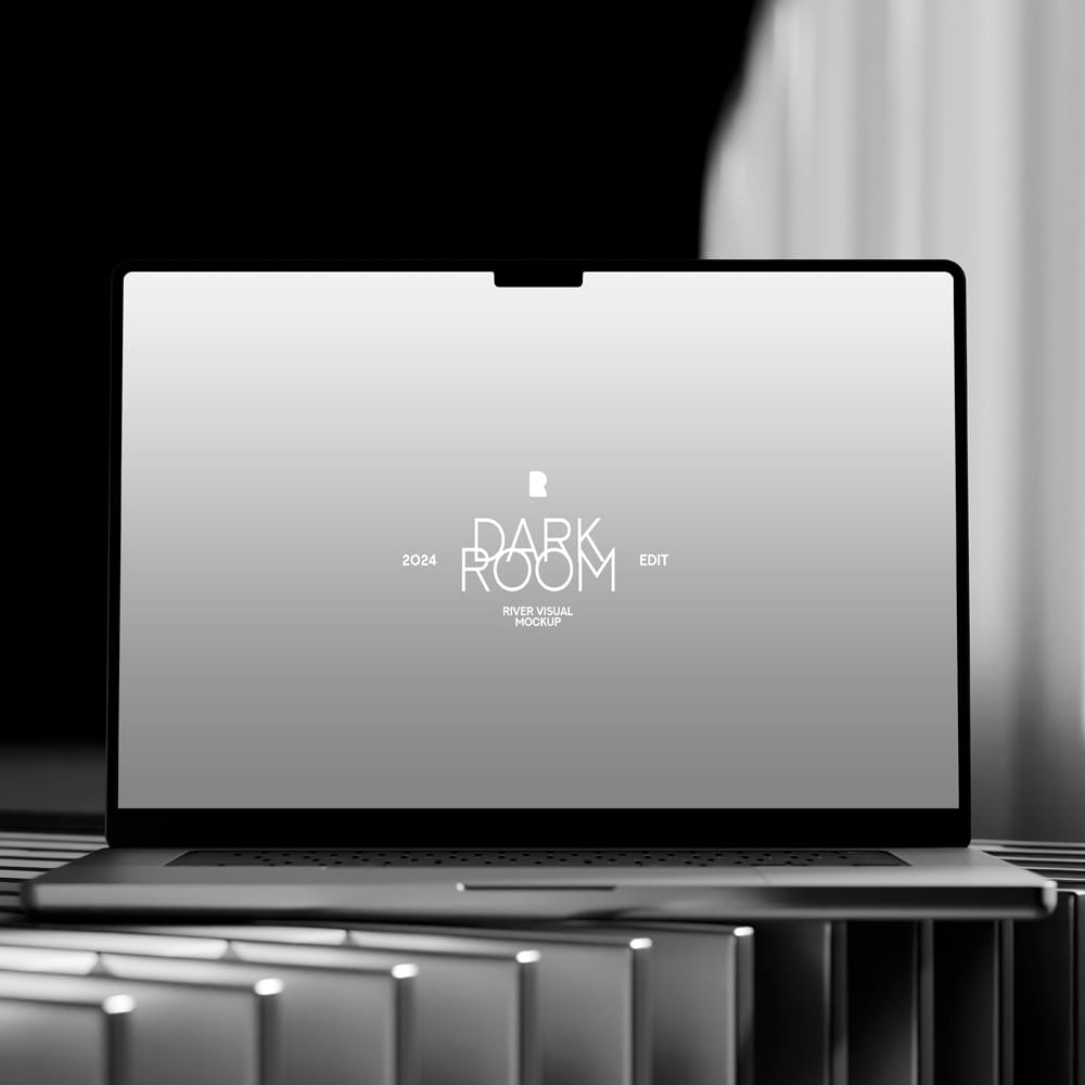 Free Dark Room Macbook Pro 16 Mockup PSD
