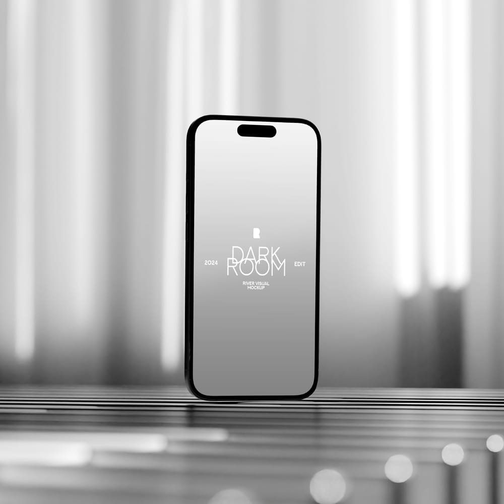 Free Dark Room iPhone 15 Pro Mockup PSD