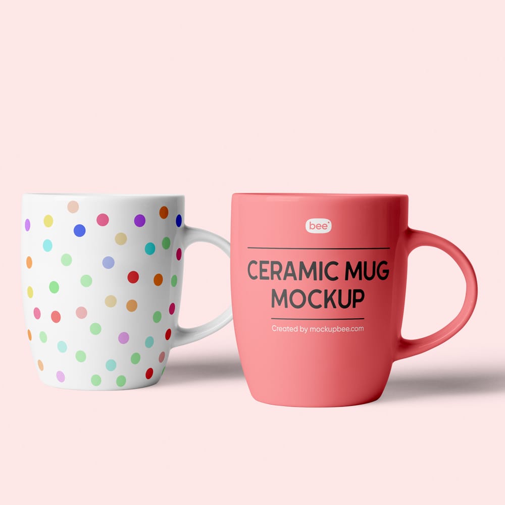 Free Double Ceramic Mug Mockups PSD