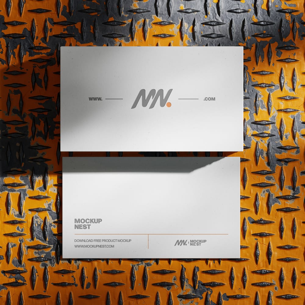 Free Embossed Business Card Mockup On Diamond Plate PSD