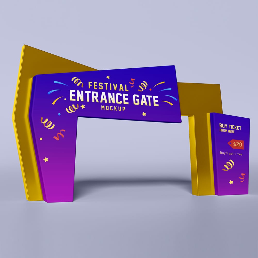 Free Exhibition Entrance Gate 3D Portal Mockup PSD