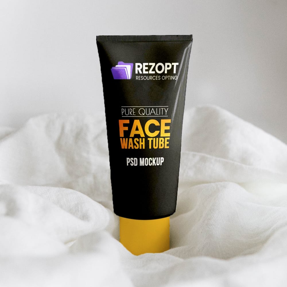 Free Face Wash Tube Mockup PSD 