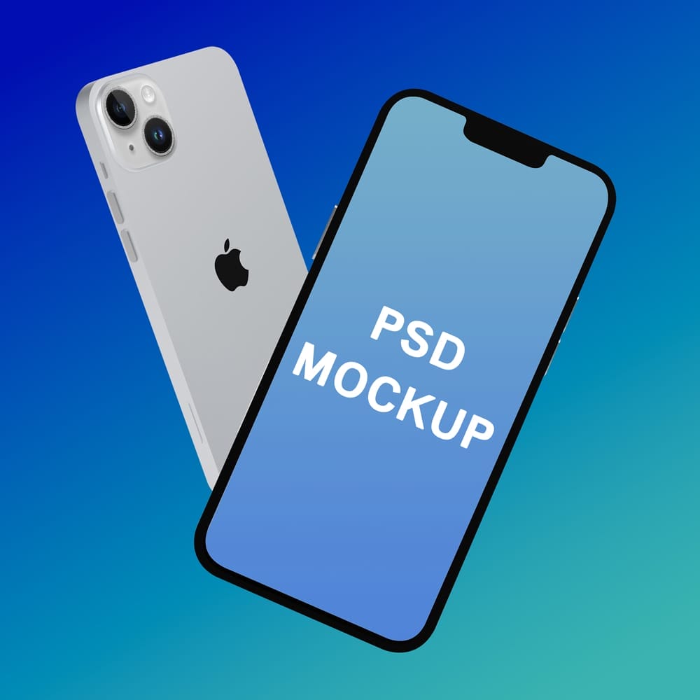 Free Floating Iphone Mockup Design PSD