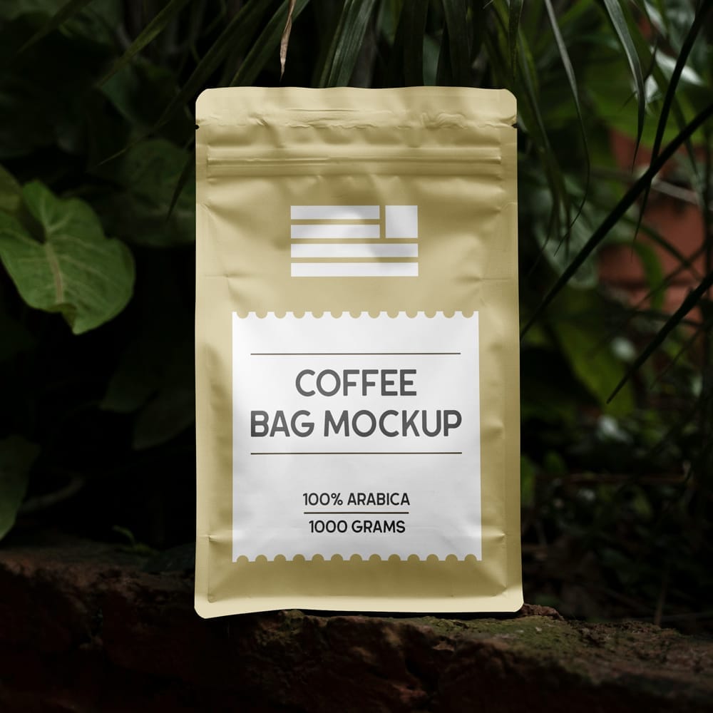 Free Foil Coffee Bag Mockup PSD