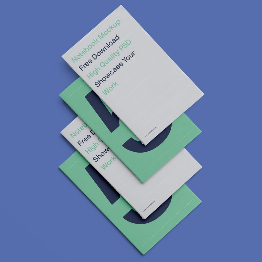 Free Four Notebooks Mockup PSD