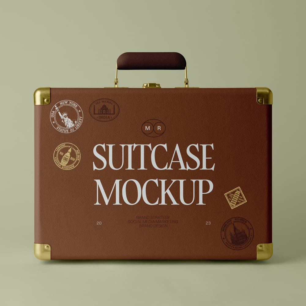 Free Front Standing Suitcase Mockup PSD