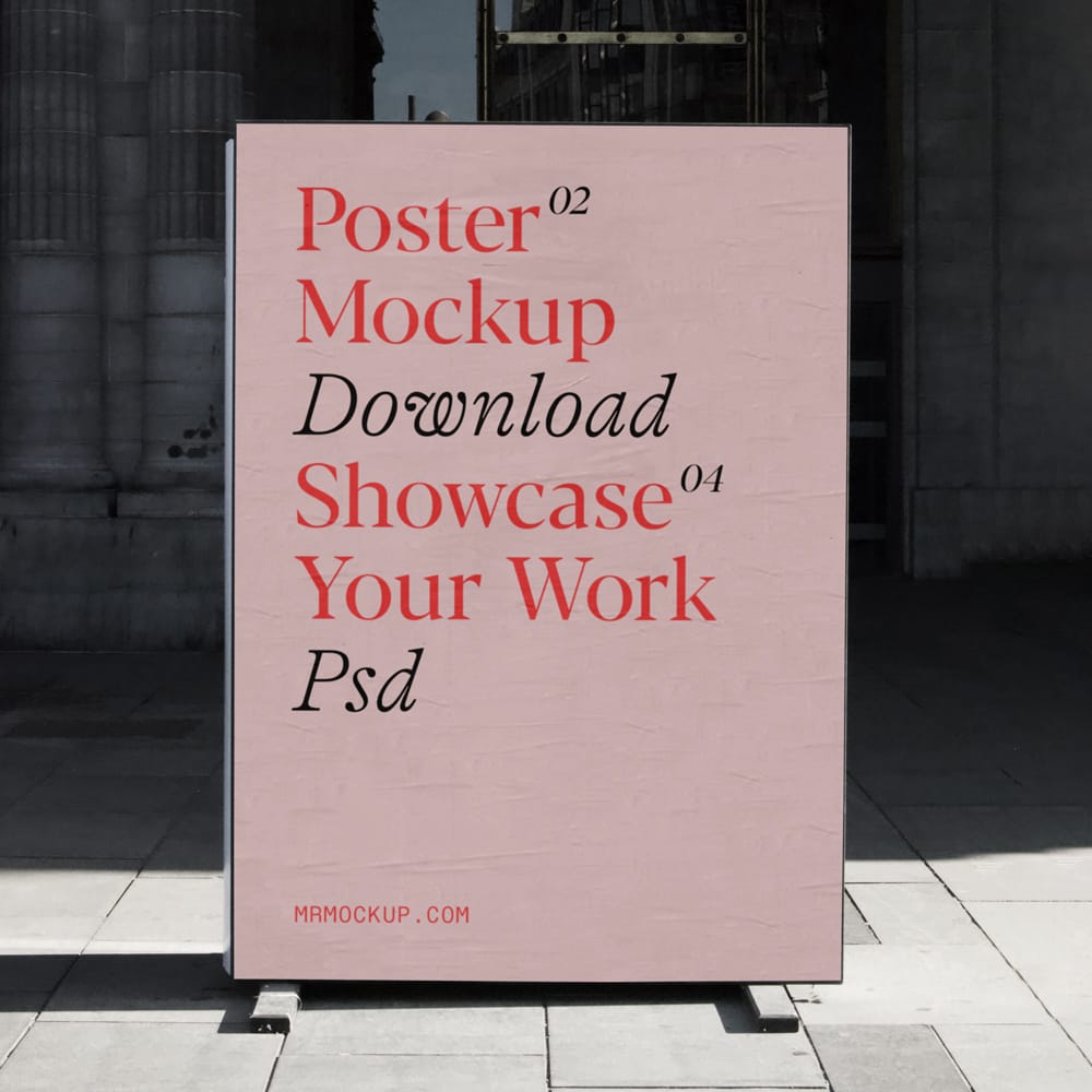 Free Front View Poster Mockup PSD