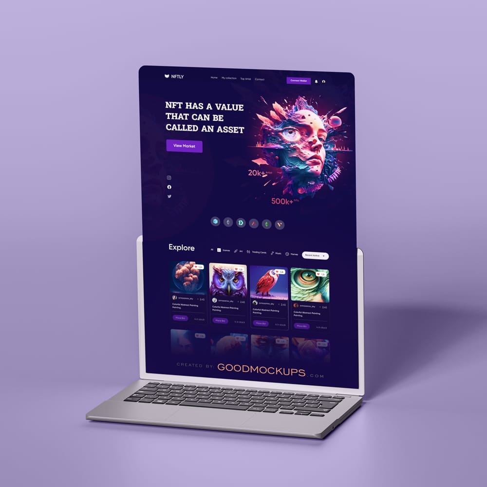 Free Full Website Design MacBook Pro Mockup PSD