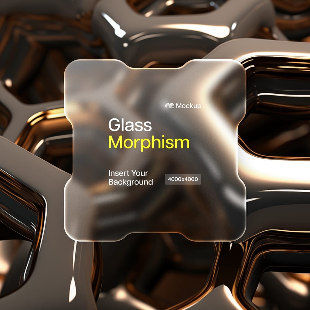 Free Glass Morphism Chip Card Mockup PSD