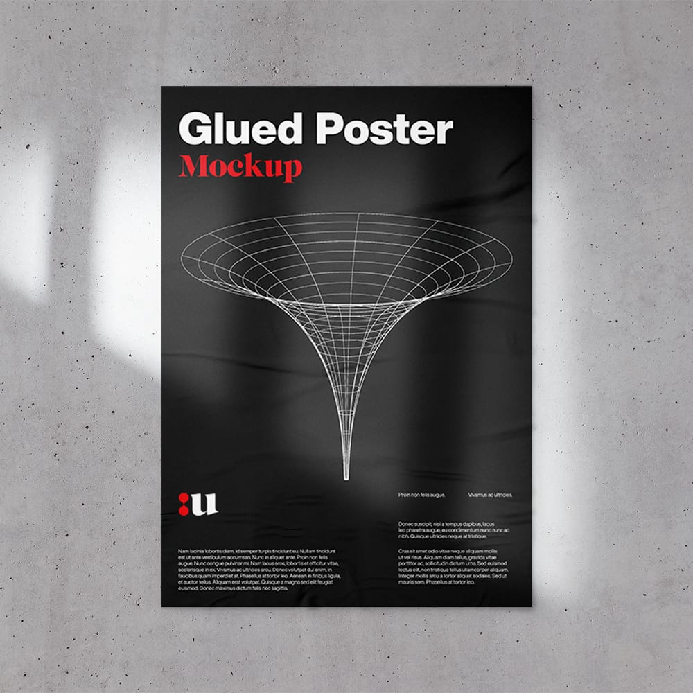 Free Glued Poster Mockup PSD