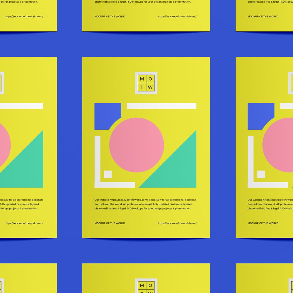 Free Grid A3 Paper Branding Poster Mockup PSD