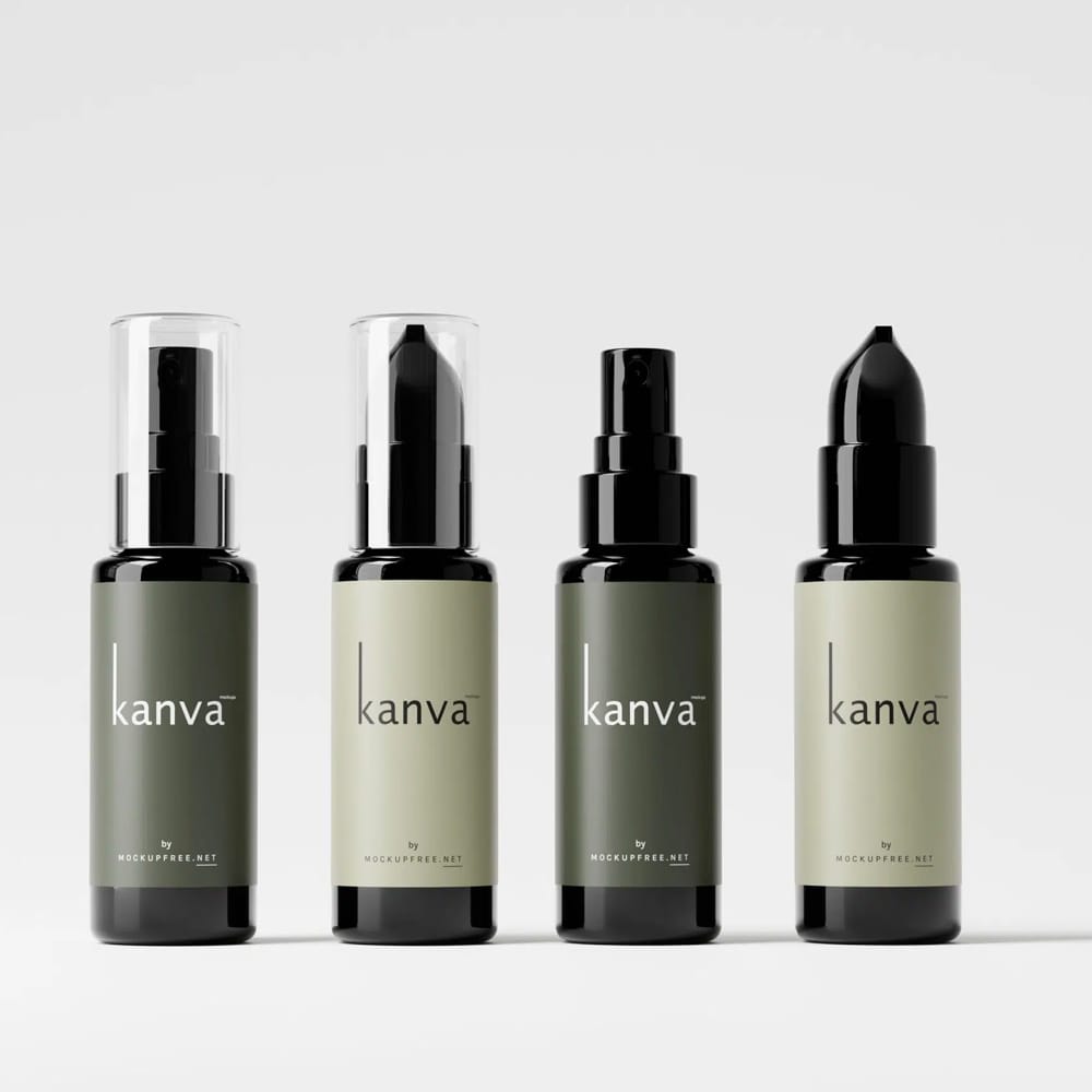 Free Kanva Cosmetic Bottle Mockup Set PSD