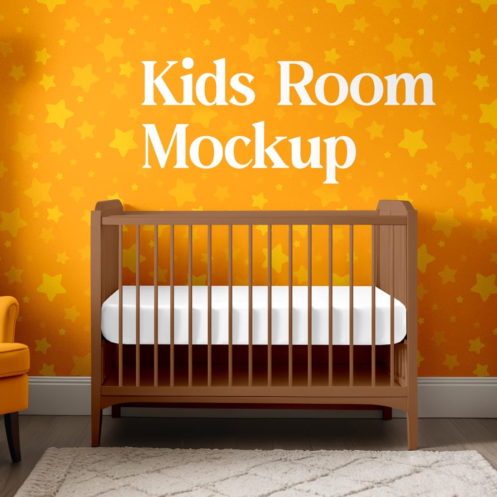 Free Kids Room Interior With Wall Mockup PSD