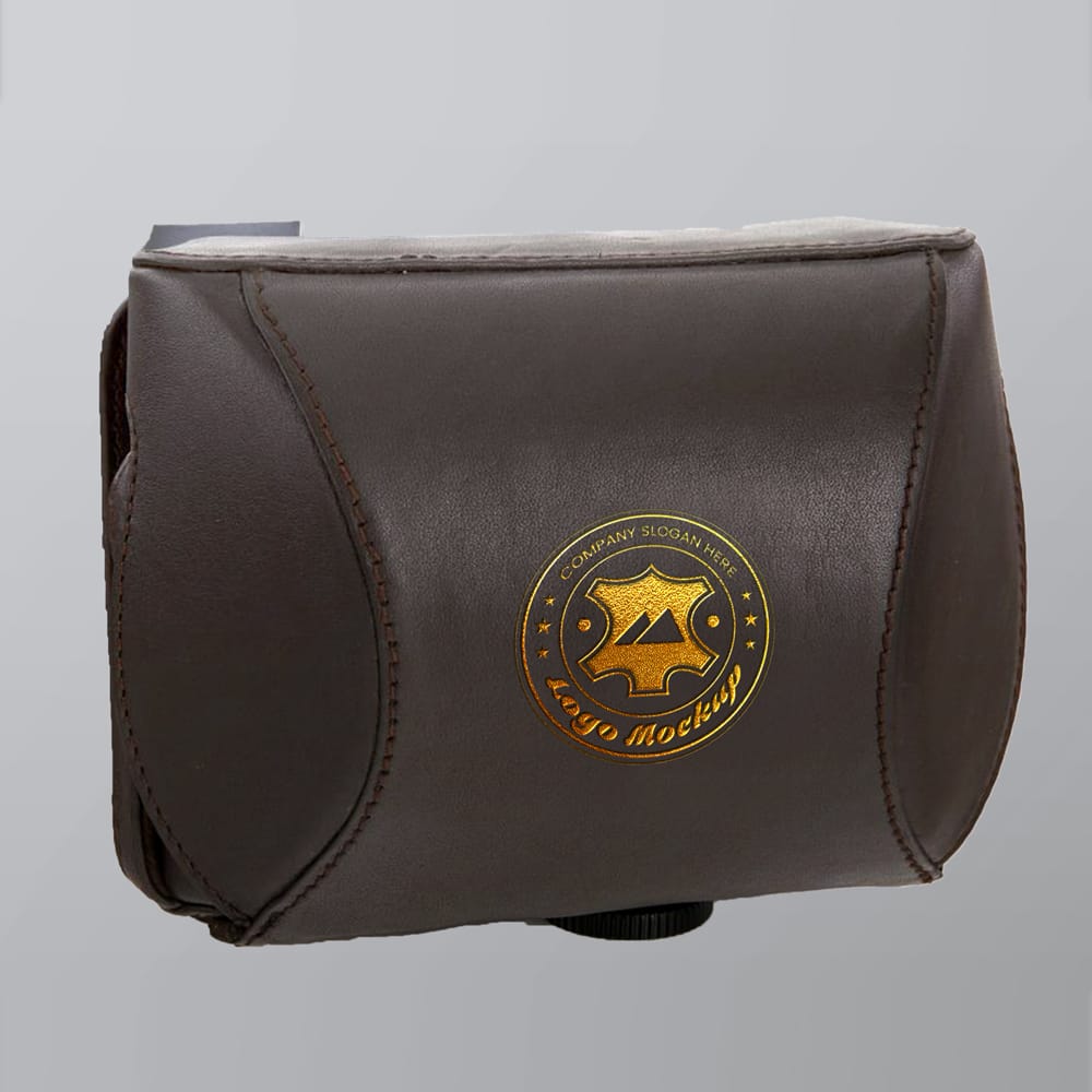 Free Leather Case Logo Mockup PSD