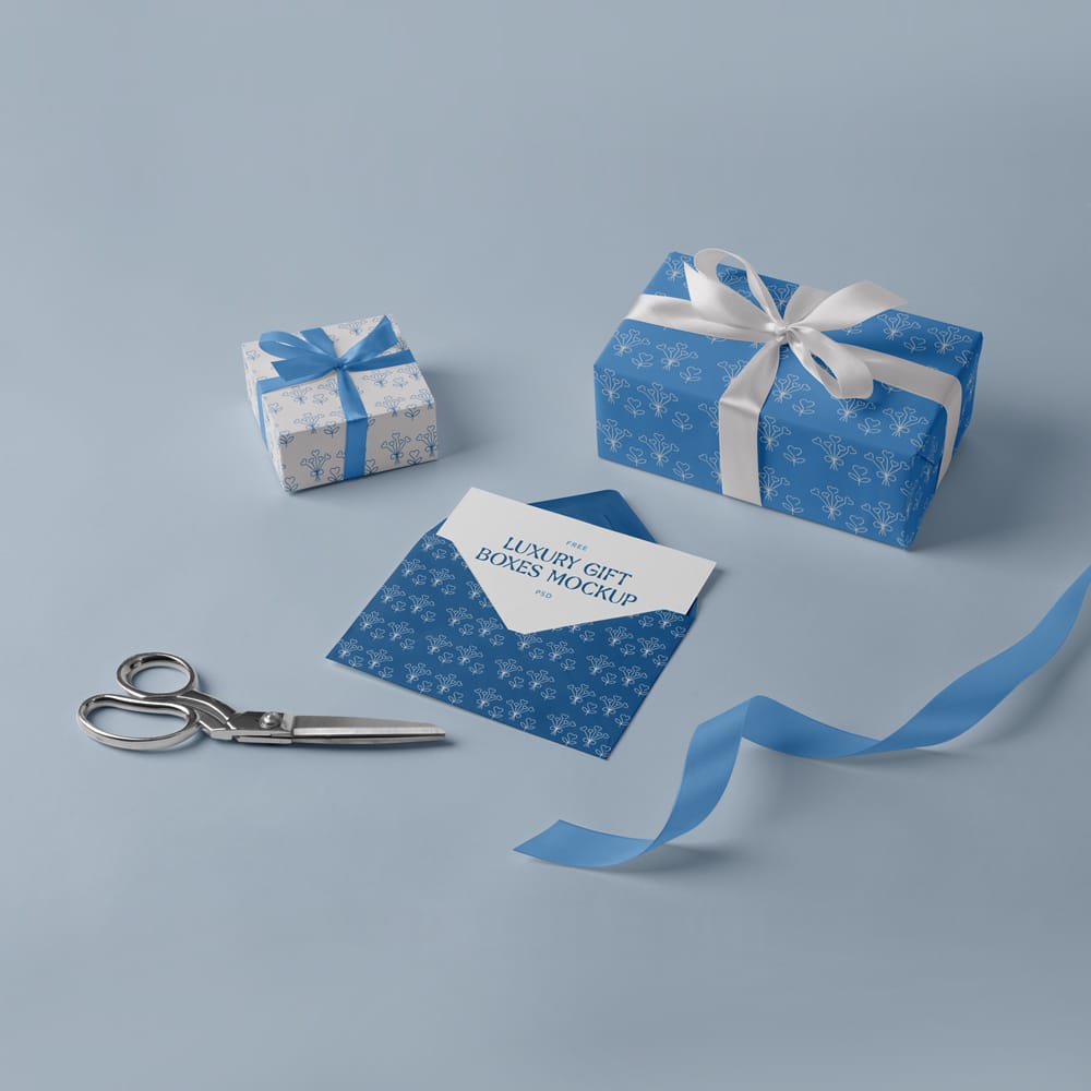 Free Luxury Gift Boxes Mockup PSD