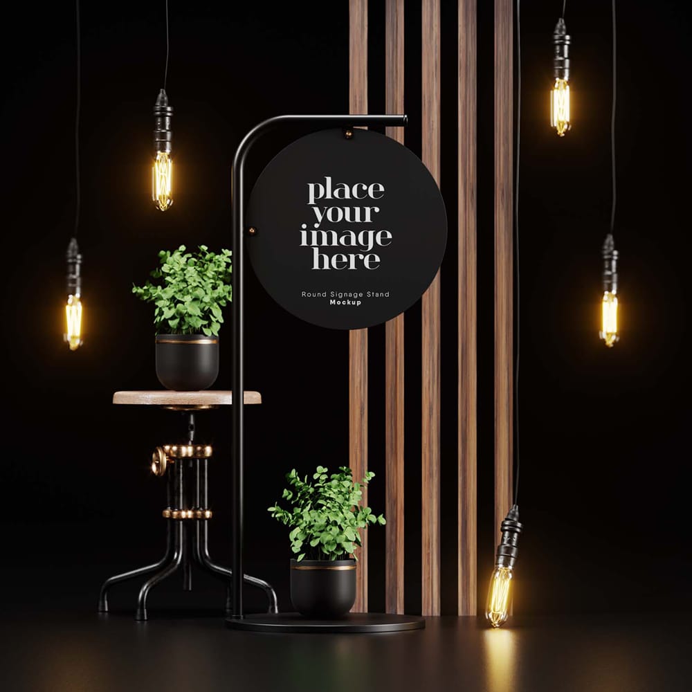 Free Luxury Signage Stand Mockup PSD