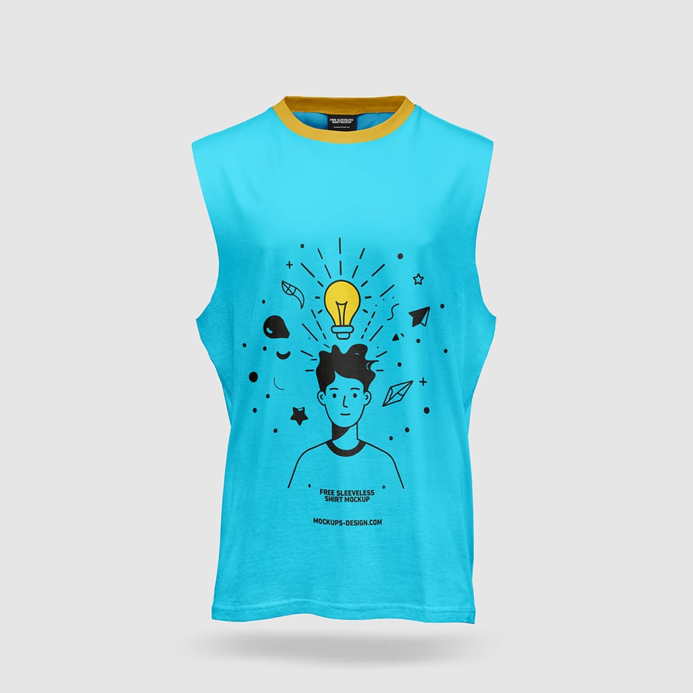 Free Male Sleeveless Shirt Mockup PSD