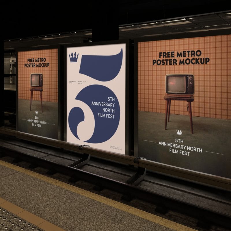 Free Metro Posters Mockup PSD