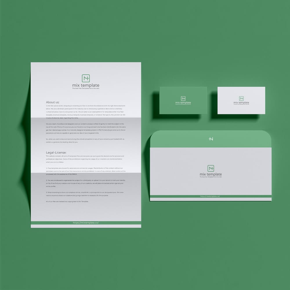 Free Modern Branding Stationery Mockup Template PSD